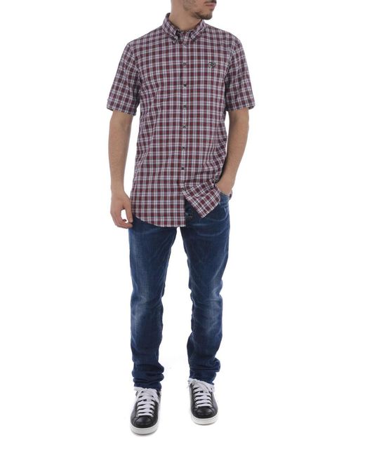 DSquared² Purple Check Pure Cotton Shirt for men