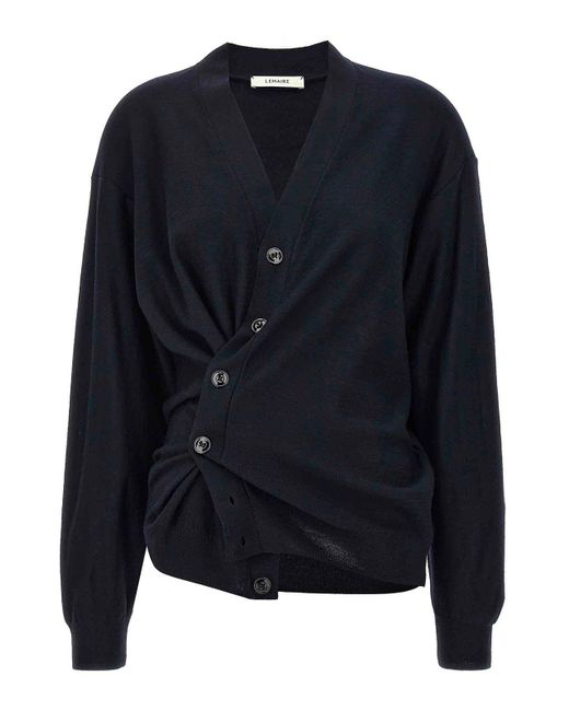 Lemaire Blue Relaxed Twisted Cardigan