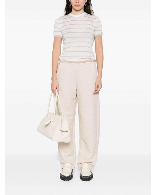 Max Mara White Dente Cotton Fleece Trousers