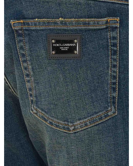 Dolce & Gabbana Blue Stretch Regular Jeans for men