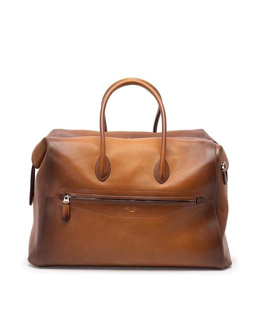 Santoni Brown Duffle Bag for men