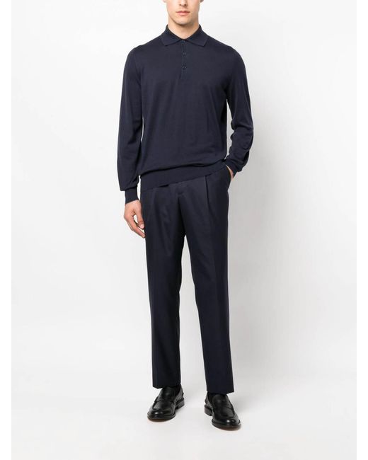 Brunello Cucinelli Blue Polo Neck Sweater for men