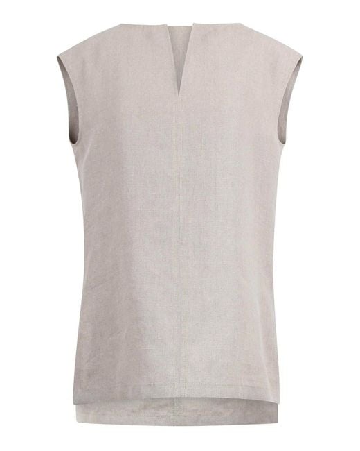 Max Mara Gray Linen Canvas Blouse