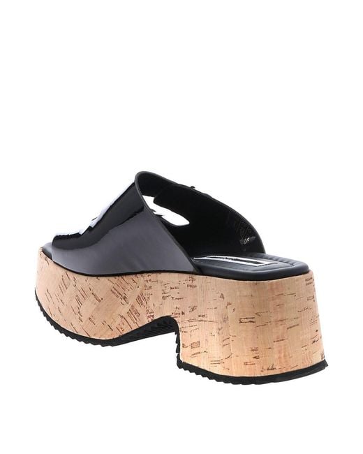 McQ Alexander McQueen Black Patent Leather Debbie Sandals
