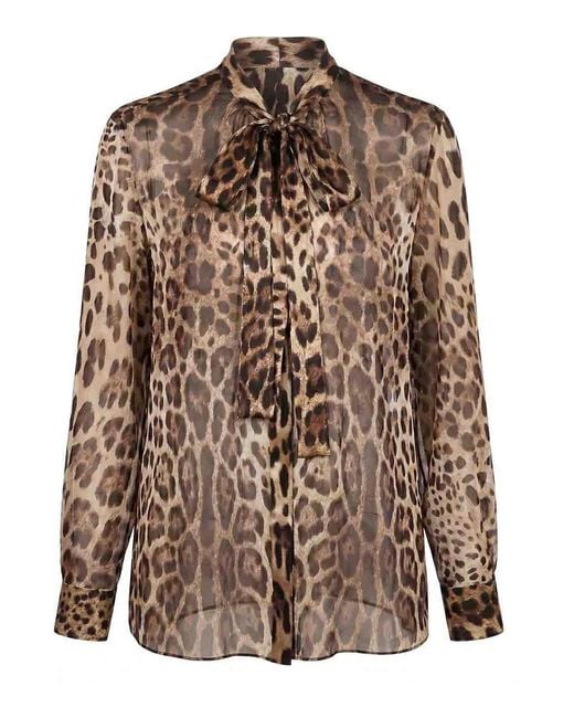 Dolce & Gabbana Brown Leopard-Print Shirt