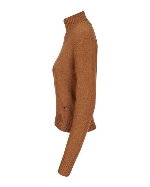 AMI Brown Ami Turtleneck Sweater