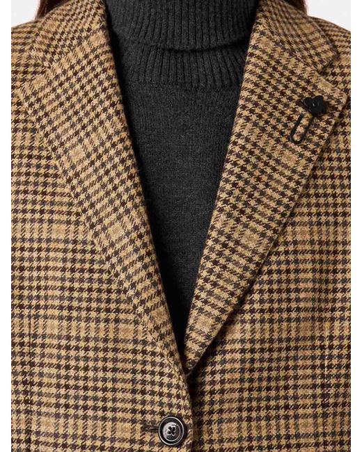 Lardini Brown Single-Breasted Houndstooth Jacket