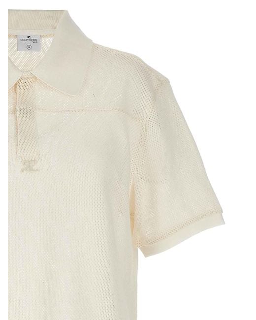 Courreges White Ac Mesh Polo Shirt for men