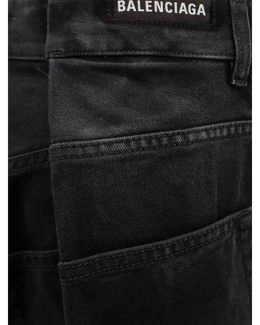 Balenciaga Black Double Side Grey Denim Trouser