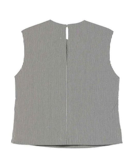 Incotex Gray Edith Gingham-Pattern Sleeveless Top