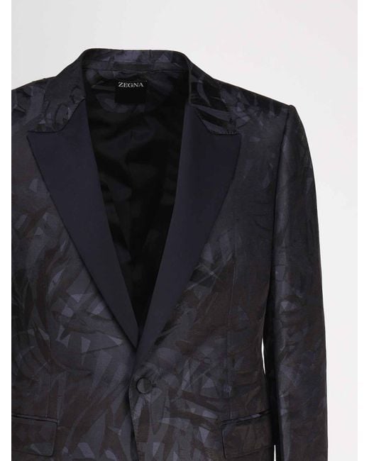 Zegna Black Linen And Silk Elegant Jacket for men