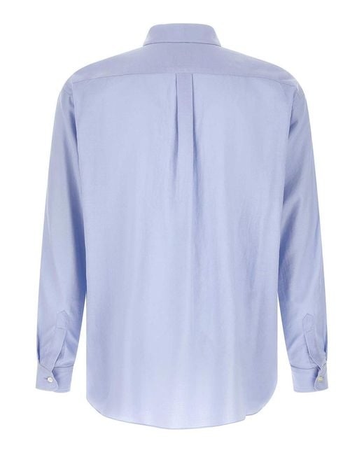 Ssstein Blue Cotton And Silk Shirt for men