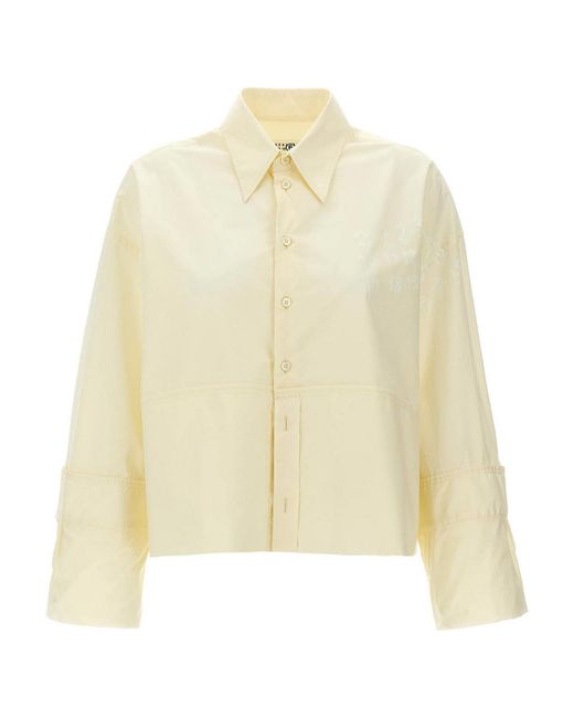 MM6 by Maison Margiela Natural Cotton Shirt With Front Logo Print