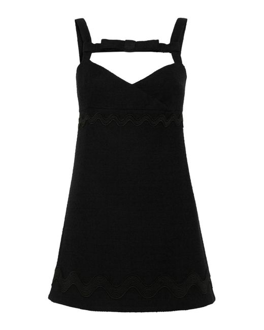 Patou Black Scallop-trim Mini Dress