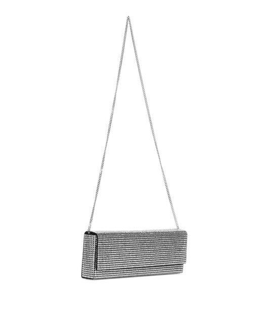 AMINA MUADDI Gray Satin Clutch