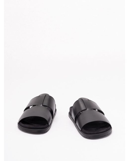 Dolce & Gabbana Black Leather Sandals for men