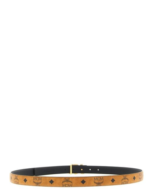 MCM White Buckle Belt Logo