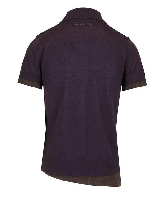 Acne Black Layered Wool Polo Shirt