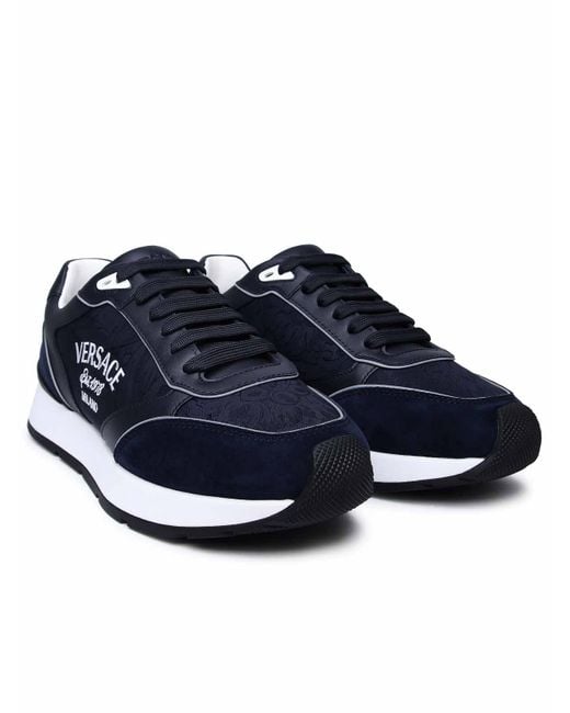 Versace Blue Leather Sneakers for men