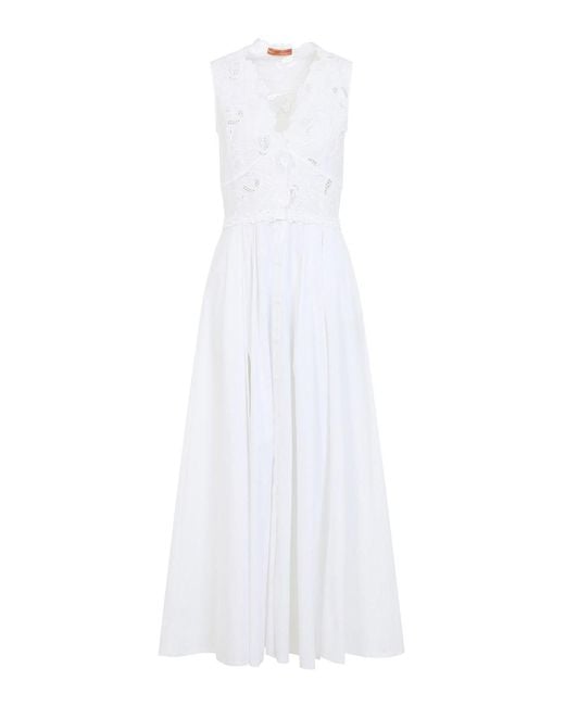 Ermanno Scervino White Sleeveless Maxi Dress