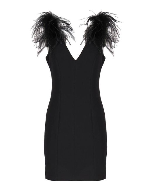 Pinko Black Mini Dress With Feathers