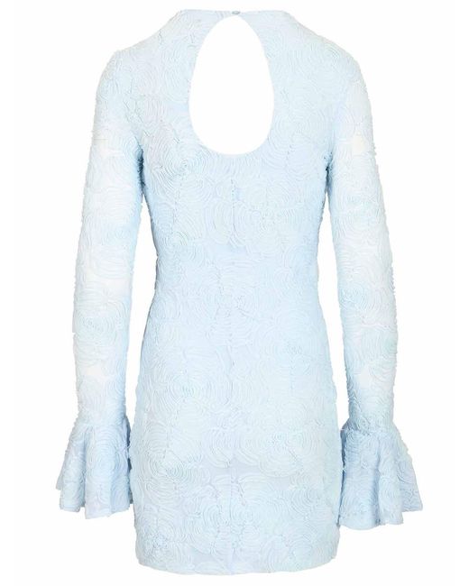 ROTATE BIRGER CHRISTENSEN Blue Mesh Mini Dress With Ruffles