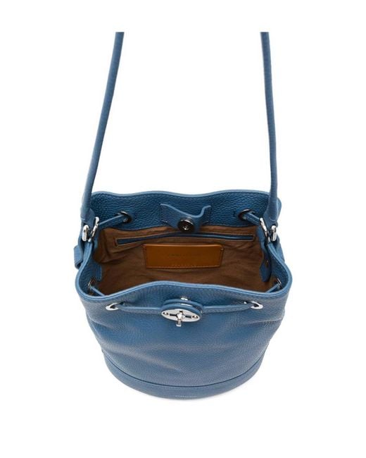 Zanellato Blue Monda Daily Small Leather Bucket Bag