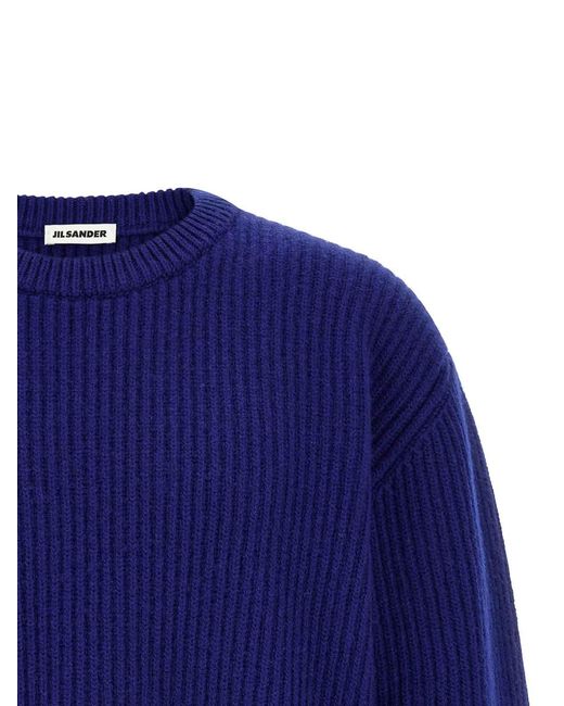 Jil Sander Blue Fisherman's Rib' Sweater for men