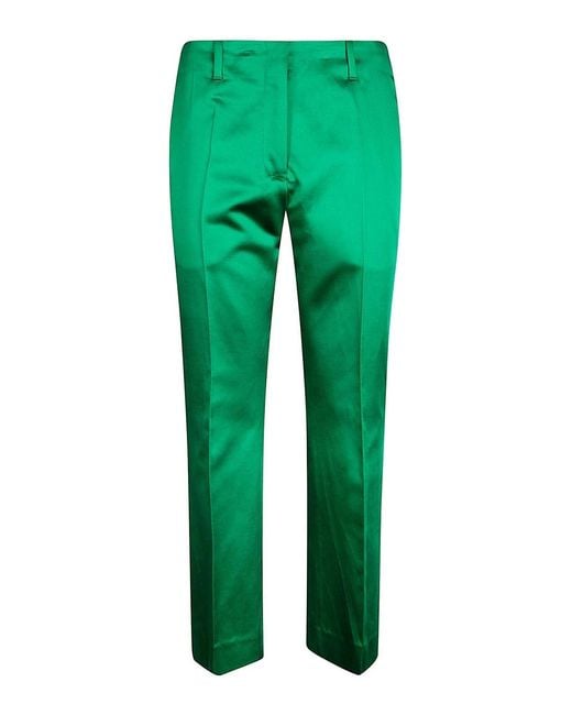 Dries Van Noten Green Cropped Flared Pants