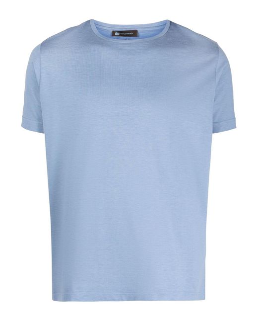 Colombo Blue Silk Blend Cotton T-shirt for men