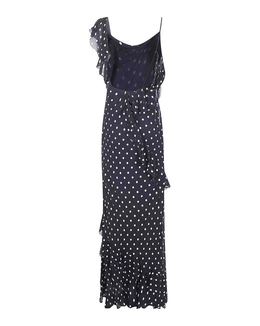 Self-Portrait Blue Polka Dot Georgette Maxi Dress