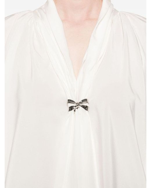 Max Mara White Wide Silk Blouse