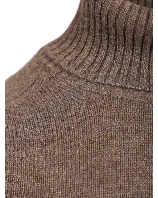 Fedeli Brown High Neck Sweater for men