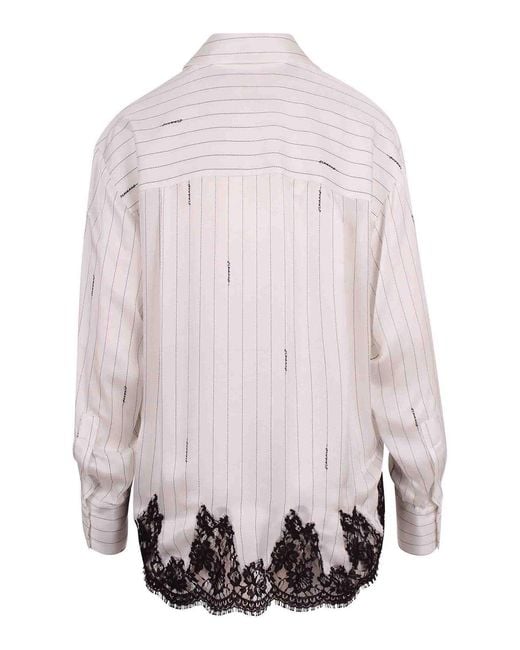 ERMANNO FIRENZE Pink Pinstriped Shirt With Lace