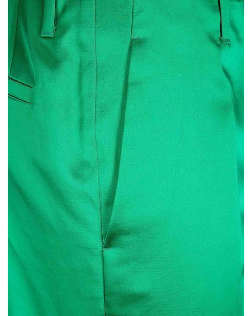 Dries Van Noten Green Cropped Flared Pants