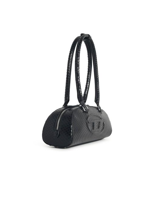 DIESEL Black 1Dr Dome-Bowling Leather Bag