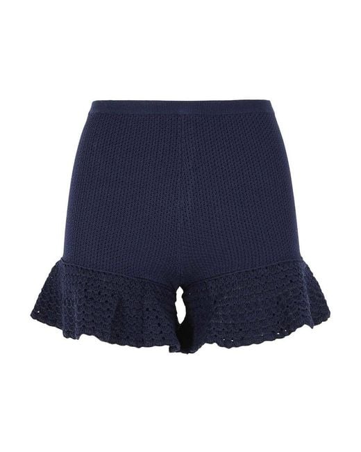 Self-Portrait Blue Viscose Blend Shorts