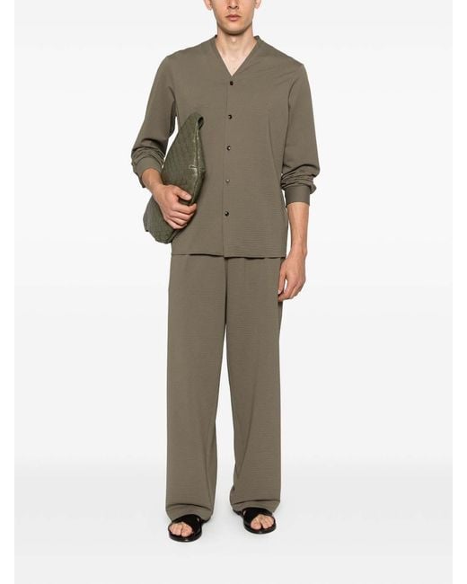 Emporio Armani Gray Wide-Fit Khaki Trousers for men