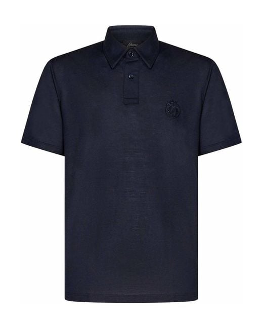 Brioni Blue Navy Polo Shirt In Technical Wool for men