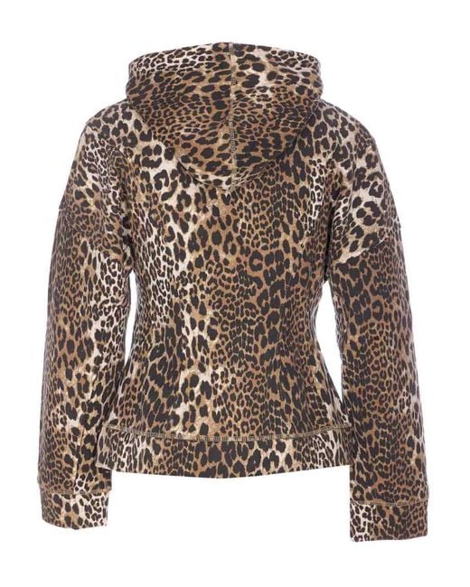 Ganni Multicolor Leopard Print Zip Hoodie