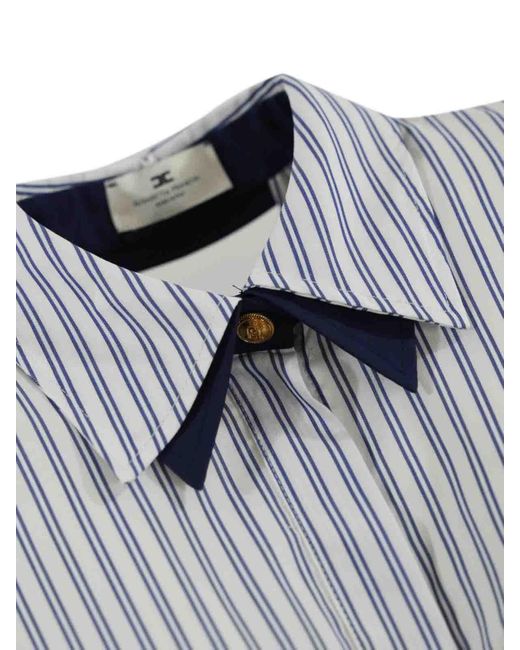 Elisabetta Franchi Blue Striped Poplin Shirt With Knot