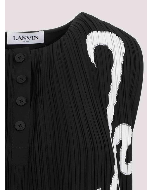 Lanvin Black Sleeveless Pleated Top