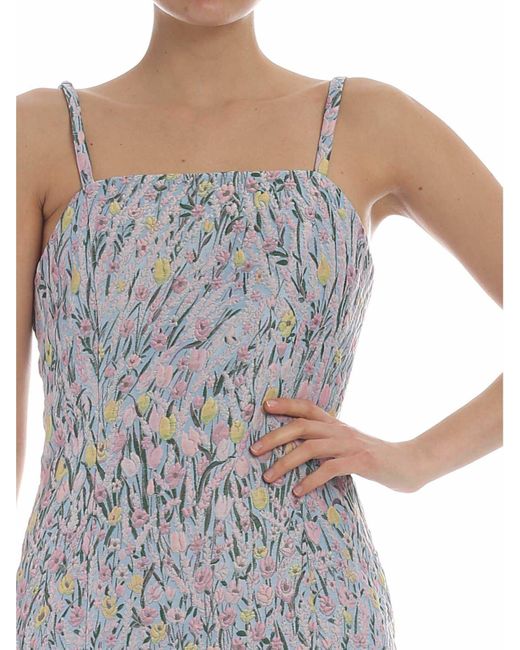 Vivetta Gray Cento Sheath Dress With Embroidered Flowers