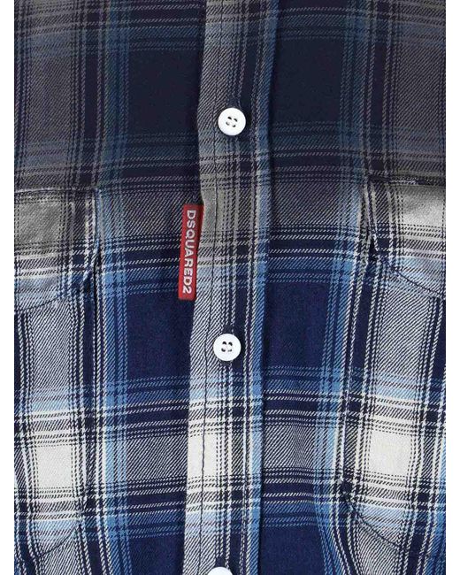 DSquared² Blue Checked Shirt for men