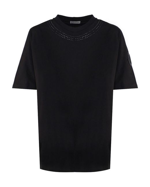 Moncler Black T-shirt With Crystals