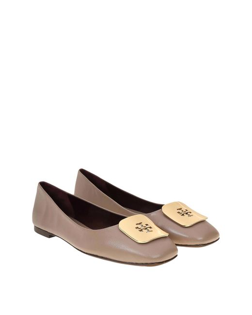 Tory Burch Gray Georgia Leather Flats