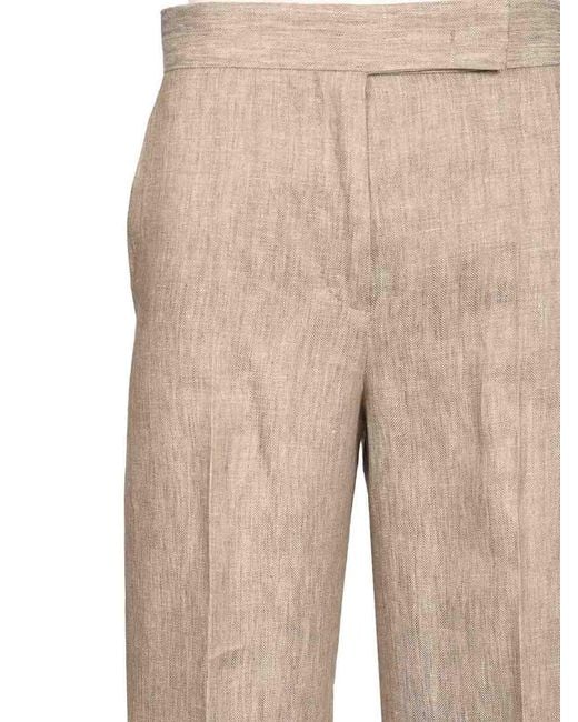 Max Mara Natural Chevron Linen Batavia Trousers
