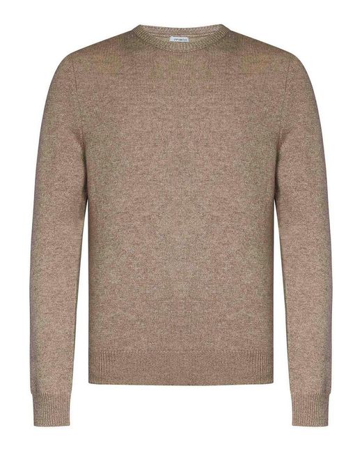 Malo Brown Cashmere Knit Crewneck Sweater for men