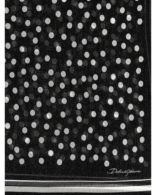 Dolce & Gabbana Black Polka Dot Chiffon Scarf