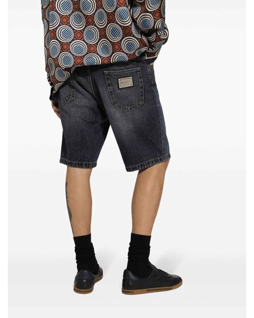 Dolce & Gabbana Blue Straight Leg Bermuda Shorts for men